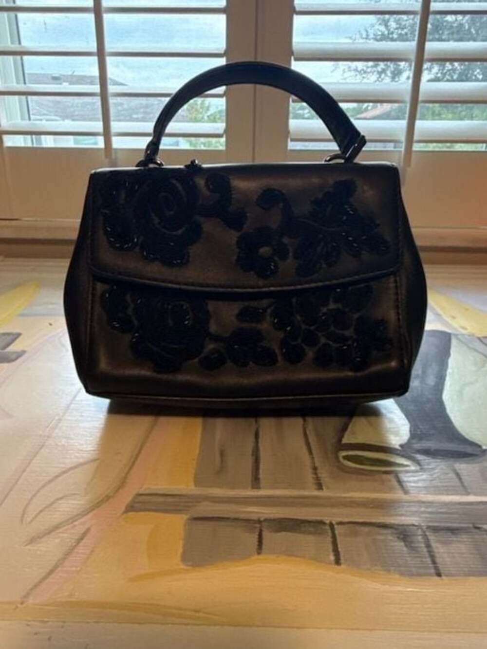 Michael Kors Ava Small Floral Beaded Leather Satchel Bag